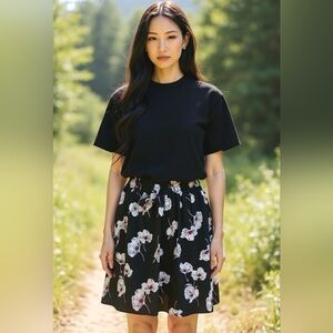 Versona Floral Black Skirt